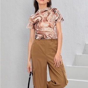 Molly Rose Ruched sheer top blouse new retro Y2K